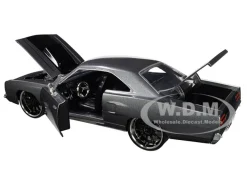 Dom's Plymouth Road Runner Metallic Gray Black Hood Stripe Fast & Furious Movie 1/24 Diecast Model Car Jada 30745