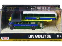 Double Decker Bus San Monique Transport Hitting Bridge Scene James Bond 007 Live and Let Die 1973 Movie with Display James Bond Collection Series Diecast Model Motormax 79825JB