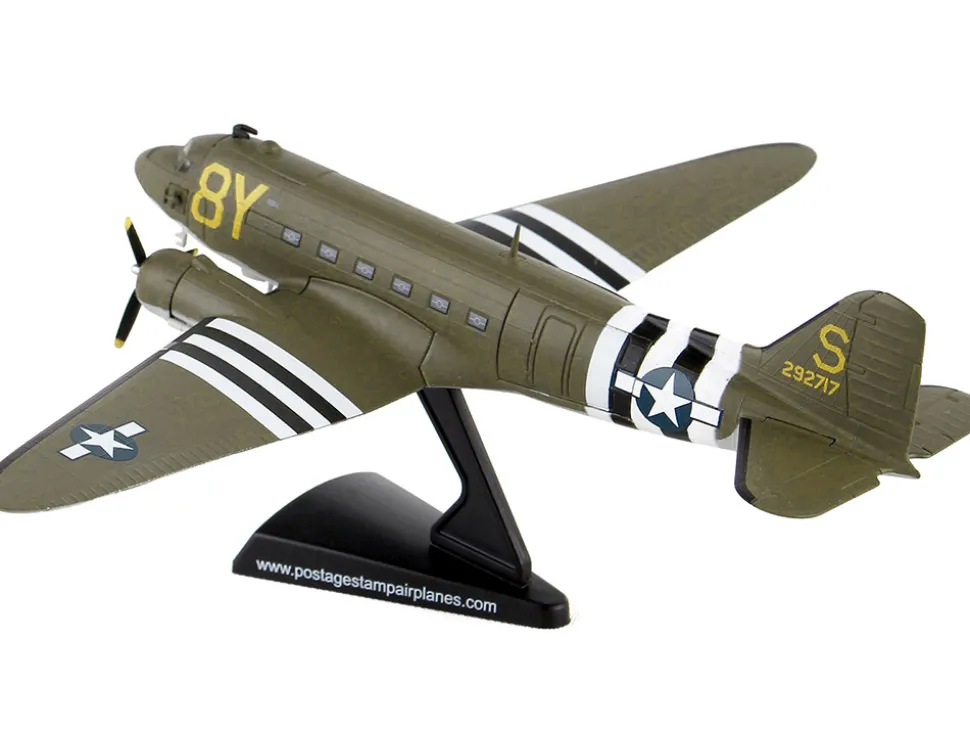 Douglas C 47 Skytrain Transport Aircraft Stoy Hora 440th Troop Carrier Group DDay 1945 United States Army Air Forces 1/144 Diecast Model Airplane Postage Stamp PS5558-2
