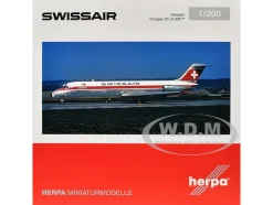 Douglas DC-9-30F Commercial Aircraft "Swissair" (HB-IFW) White with Red Stripes 1/200 Diecast Model Airplane by Herpa