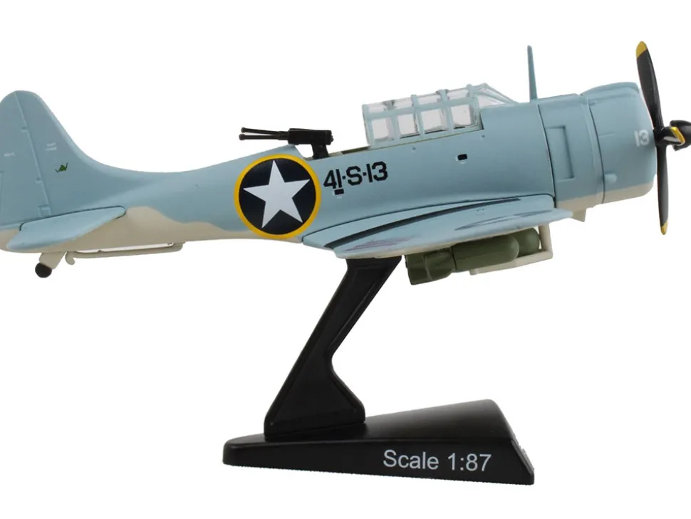 Douglas SBD 3 Dauntless Aircraft 4 1S 13 United States Navy 1/87 Diecast Model Airplane Postage Stamp PS5563-1