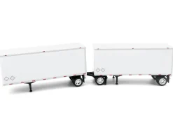 28' Dry Van Double Pup Trailers White Set of 2 pieces 1/87 (HO) Plastic Model Car by HO Logistics