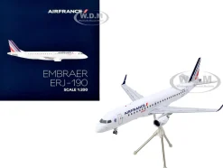 Embraer ERJ-190 Commercial Aircraft "Air France Hop" (F-HBLN) White with Striped Tail "Gemini 200" Series 1/200 Diecast Model Airplane by GeminiJets