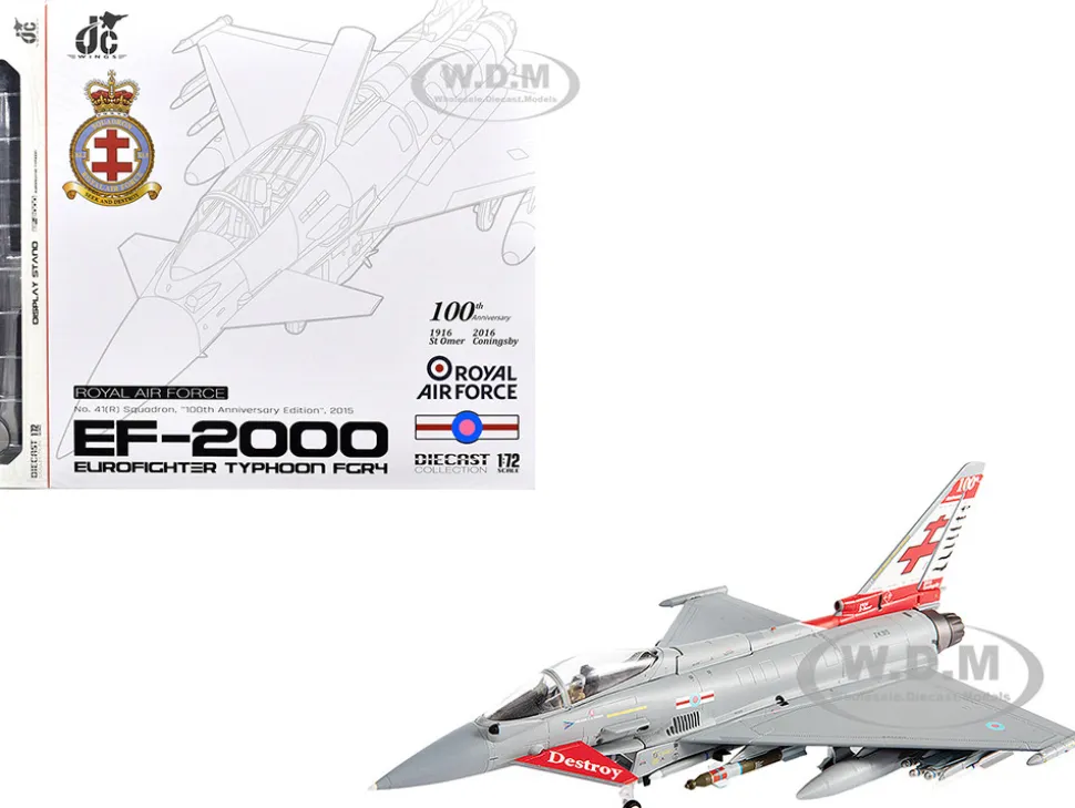 Eurofighter Typhoon FGR4 EF-2000 Aircraft "No.41(R) Squadron, 100th Anniversary" (2016) British Royal Air Force 1/72 Diecast Model by JC Wings