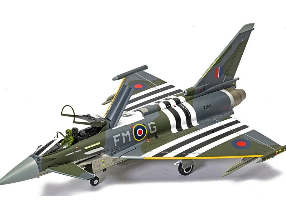 Eurofighter Typhoon FGR4 Fighter Aircraft "ZJ913 FM-G, Moggy, D-Day 80th Anniversary Display Scheme" (2024) Royal Air Force "The Aviation Archive" Series 1/48 Diecast Model by Corgi
