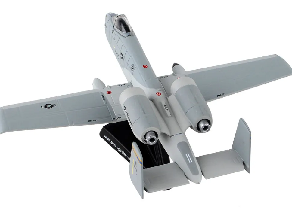 Fairchild Republic A 10 Thunderbolt II Warthog Aircraft 163rd Fighter Squadron Blacksnakes United States Air Force 1/140 Diecast Model Airplane Postage Stamp PS5375-3