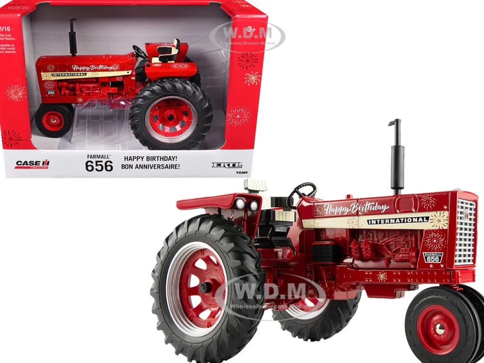 Farmall 656 Narrow Front Tractor "Happy Birthday" Red Metallic "Case IH Agriculture" Series 1/16 Diecast Model by ERTL TOMY