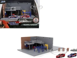 Fast & Furious Han's Garage Diorama with 2 Cars and Accessories 