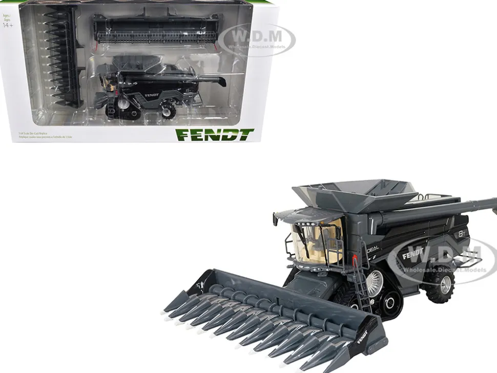Fendt Ideal 8T Combine with Grain Head and 12 Row Corn Head Half-Track Gray 1/64 Diecast Model by SpecCast