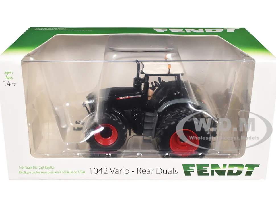 Fendt 1042 Vario Tractor with Front and Rear Dual Wheels Black with White Top 1/64 Diecast Model by SpecCast