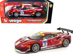 Ferrari 488 Challenge #11 Candy Red White Stripes Ferrari Racing 1/24 Diecast Model Car Bburago 26308