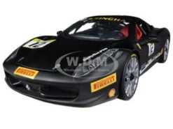 Ferrari 458 Challenge Matt Black #12 1/18 Diecast Car Model Hot Wheels BCT90