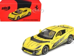 Ferrari 812 Competizione Matt Yellow with Graphics and Yellow Interior 