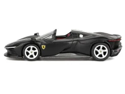 Ferrari Daytona SP3 Matt Black with White Stripes and Red Interior 1/64 Diecast Model Car by BBR