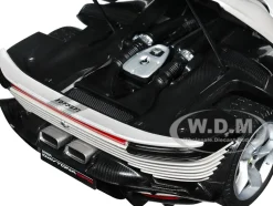 Ferrari Daytona SP3 White Metallic with Silver Stripes Signature Series 1/18 Diecast Model Car Bburago 16912w