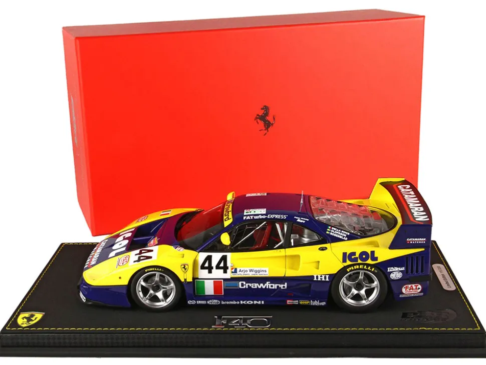 Ferrari F40 LM #44 Luciano Della Noce Anders Olofsson Carl Rosenblad Ennea SRL Igol 24 Hours of Le Mans 1996 with DISPLAY CASE Limited Edition to 200 pieces Worldwide 1/18 Model Car BBR P18139F