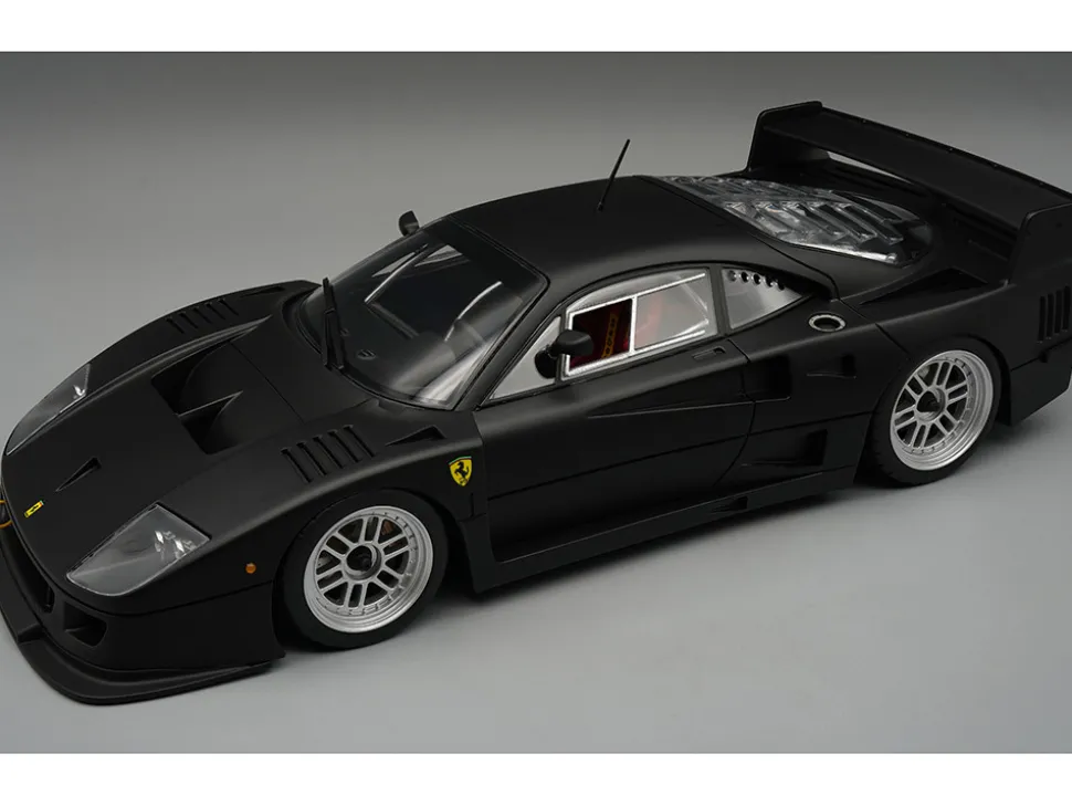 Ferrari F40 LM Matt Black with Enkei Silver Wheels "Press Version" (1996) "Mythos Series" Limited Edition to 75 pieces Worldwide 1/18 Model Car by Tecnomodel