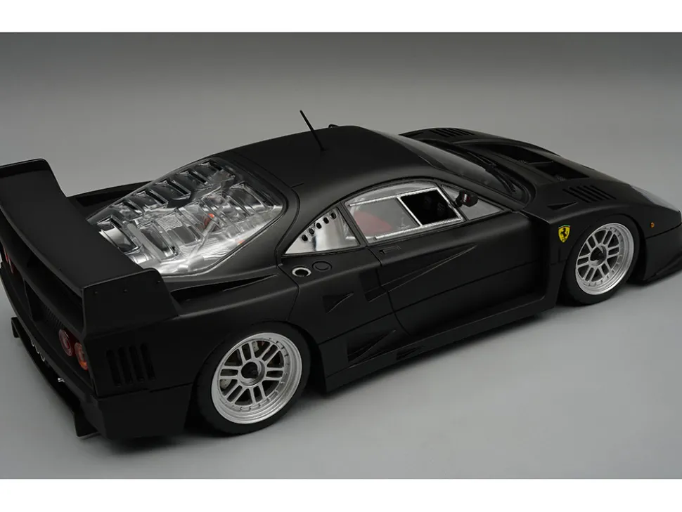 Ferrari F40 LM Matt Black with Enkei Silver Wheels "Press Version" (1996) "Mythos Series" Limited Edition to 75 pieces Worldwide 1/18 Model Car by Tecnomodel