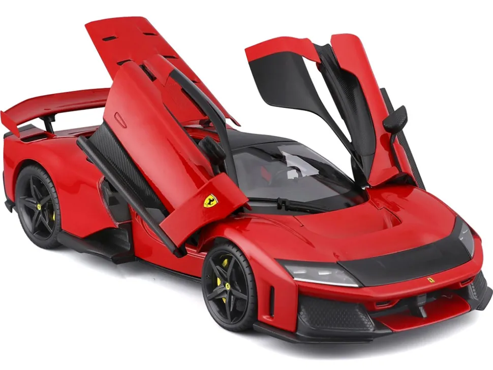 Ferrari F80 Red with Black Top "Race + Play" Series 1/24 Diecast Model Car by Bburago