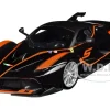 Ferrari FXX-K #5 Fu Songyang Black Gray Top Orange Stripes 1/18 Diecast Model Car Bburago 16010