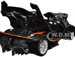 Ferrari FXX-K #5 Fu Songyang Black Gray Top Orange Stripes 1/18 Diecast Model Car Bburago 16010