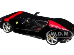 Ferrari Monza SP1 Black Metallic with Red Stripes "Race & Play" Series 1/24 Diecast Model Car by Bburago