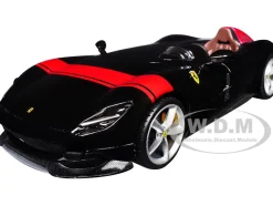 Ferrari Monza SP1 Black Metallic with Red Stripes "Race & Play" Series 1/24 Diecast Model Car by Bburago