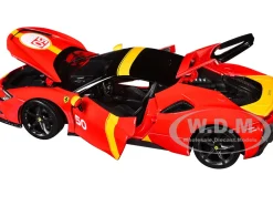 Ferrari SF90 Stradale Assetto Fiorano #50 Red with Black Top and Yellow Stripes 