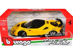 Ferrari SF90 XX Stradale Yellow with Black Top "Race and Play" Series 1/24 Diecast Model Car by Bburago