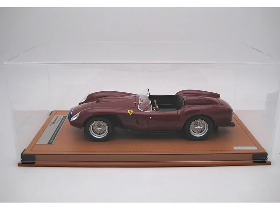 1958 Ferrari 250 TR Pontoon-Fender "Street Version" Rosso Mugello Red with Blue Nose Stripe "Mythos Series" with Display Case Limited Edition to 35 pieces Worldwide 1/18 Model Car by Tecnomodel