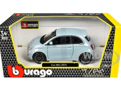 2023 Fiat 500e Light Blue 1/24 Diecast Model Car by Bburago