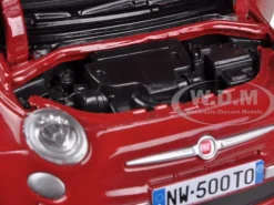 Fiat 500 Nuova Cabrio Red 1/24 Diecast Model Car Motormax 73374