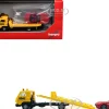 Flatbed Tow Truck "ADAC" Yellow and BMW Z4 Convertible Red Set of 2 pieces 1/87 (HO) Plastic Model Cars by Promotex