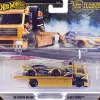 Fleet Street Flatbed Truck Yellow with Graphics and 2020 Toyota GR Supra #15 Yellow with Black Graphics "Papadakis Racing" "Team Transport - Car Culture" Series Diecast Model Cars by Hot Wheels