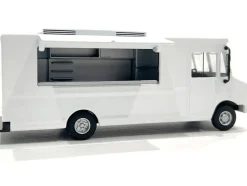 Food Truck Plain White with Graphics 1/64 Diecast Model by American Diorama