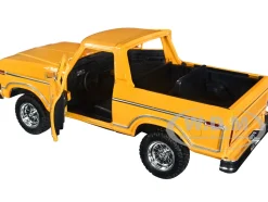 1978 Ford Bronco Custom Open Top Yellow with Timeless Legends Series 1/24 Diecast Model Car Motormax 79374y