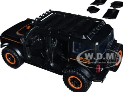 2021 Ford Bronco Matt Black Orange Stripes Roof Rack Addictive Desert Designs Just Trucks Series 1/24 Diecast Model Car Jada 34287