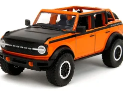 2021 Ford Bronco Open-Top Orange with Black Stripes and Hood with Extra Wheels "Just Trucks" Series 1/24 Diecast Model Car by Jada