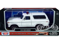 1978 Ford Bronco Police Car Unmarked White Law Enforcement and Public Service Series 1/24 Diecast Model Car Motormax 76983w