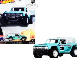 Ford Bronco R #20 Turquoise White Top American Scene Car Culture Series Diecast Model Car Hot Wheels HCK05