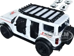 2021 Ford Bronco White Red stripes Roof Rack Yokohama Tires Just Trucks Series 1/24 Diecast Model Car Jada 34286