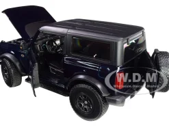 2021 Ford Bronco Wildtrak Dark Blue Metallic Dark Gray Top Special Edition 1/18 Diecast Model Car Maisto 31456