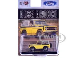 1969 Ford Bronco Yellow with Black Stripes and Gray Top Limited Edition to 6380 pieces Worldwide 1/64 Diecast Model Car by M2 Machines