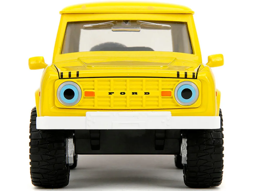 1973 Ford Bronco Yellow with Graphics and SpongeBob SquarePants Diecast Figure "SpongeBob SquarePants" (1999–Current) TV Series "Hollywood Rides" Series 1/24 Diecast Model Car by Jada