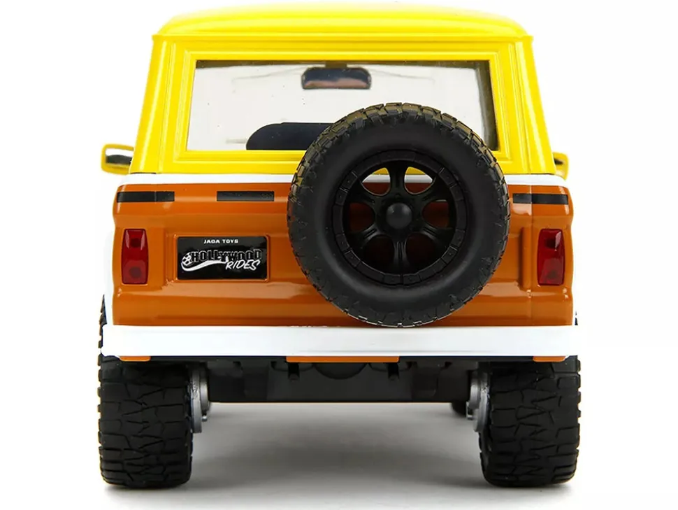 1973 Ford Bronco Yellow with Graphics and SpongeBob SquarePants Diecast Figure "SpongeBob SquarePants" (1999–Current) TV Series "Hollywood Rides" Series 1/24 Diecast Model Car by Jada