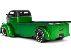1947 Ford COE Flatbed Truck Green Metallic and Matt Black "Toyo Tires" with Extra Wheels "Just Trucks" Series 1/24 Diecast Model Car by Jada