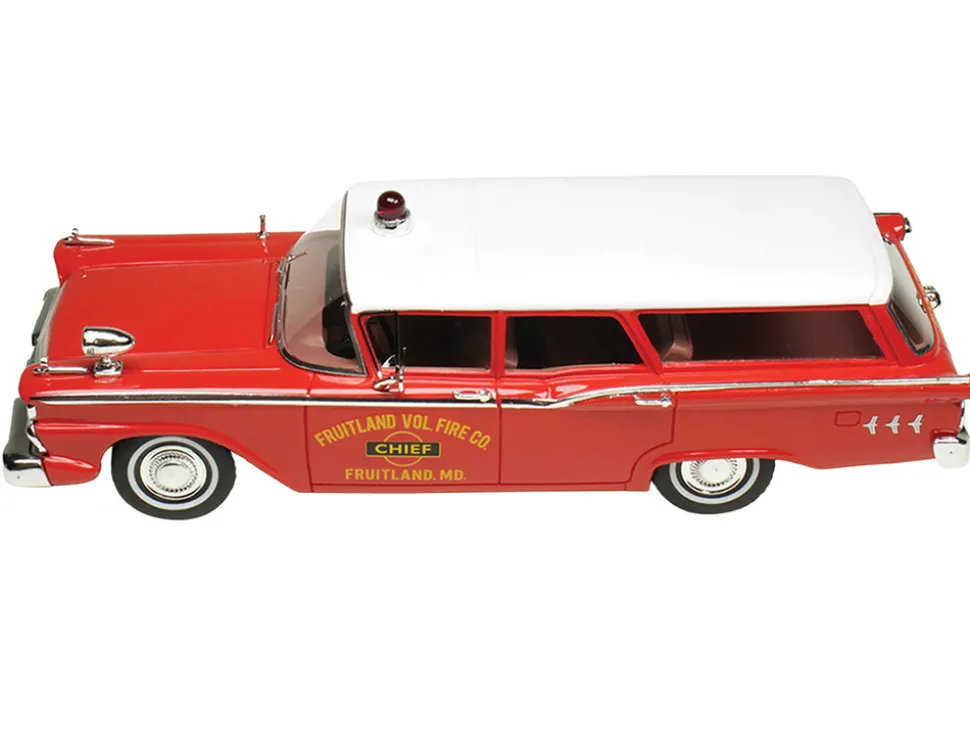 1959 Ford Country Squire "Fruitland, MD Fire Chief" Red with White Top Limited Edition to 200 pieces Worldwide 1/43 Model Car by Goldvarg Collection