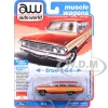 1964 Ford Country Squire Poppy Red with Woodgrain Sides "Muscle Wagons" Series 1/64 Diecast Model Car by Auto World