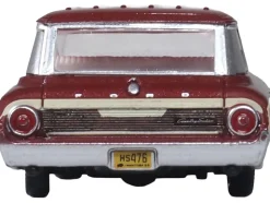 1964 Ford Country Station Wagon Squire Vintage Burgundy with Woodgrain Sides and White Interior 1/87 (HO) Scale Diecast Model Car by Oxford Diecast