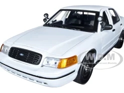 2001 Ford Crown Victoria Police Car Unmarked White Custom Builder's Kit Series 1/18 Diecast Model Car Motormax 73517